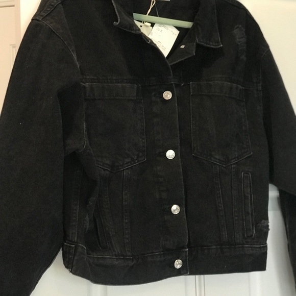 NWT Mango MNG Denim Black Distressed Jacket M - Picture 3 of 10